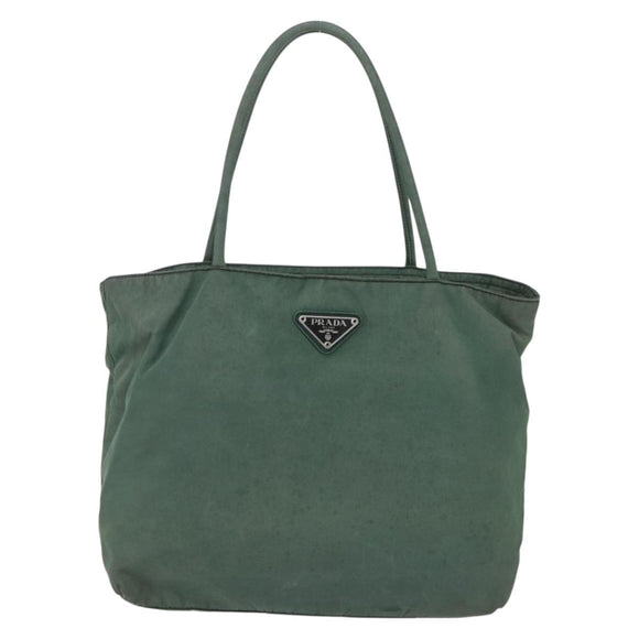 PRADA Tote Bag Nylon Khaki Silver Auth bs31174