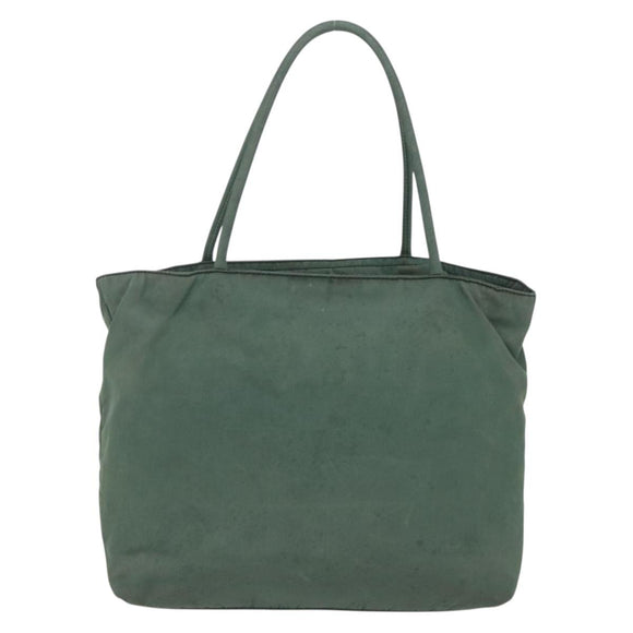 PRADA Tote Bag Nylon Khaki Silver Auth bs31174