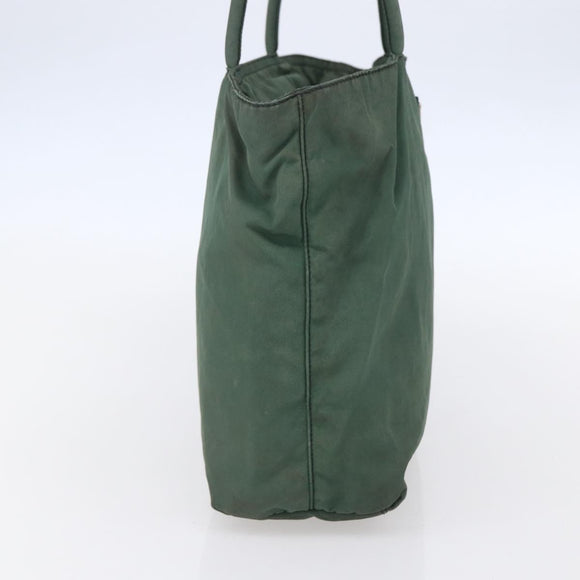 PRADA Tote Bag Nylon Khaki Silver Auth bs31174
