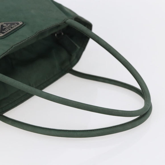 PRADA Tote Bag Nylon Khaki Silver Auth bs31174