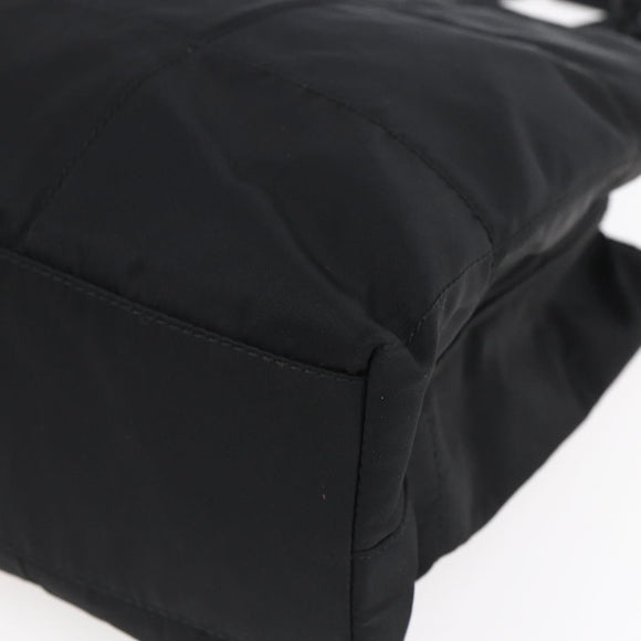 PRADA Tote Bag Nylon Black Silver Auth bs31175