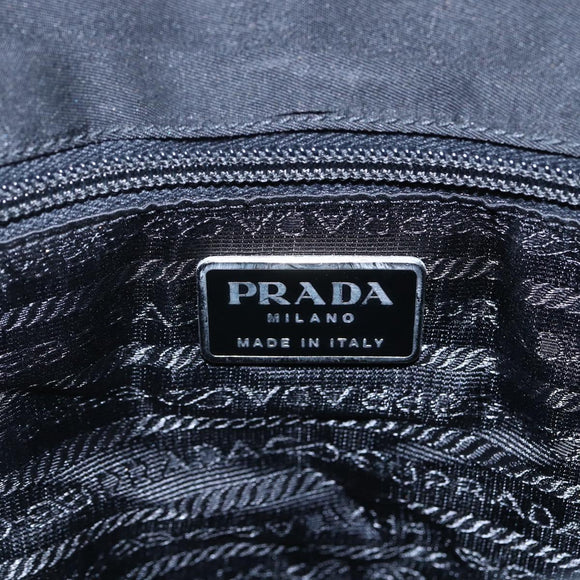 PRADA Tote Bag Nylon Black Silver Auth bs31175