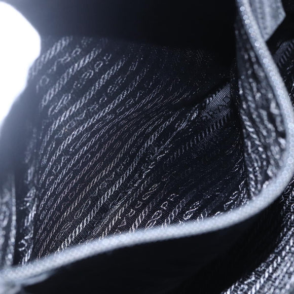 PRADA Tote Bag Nylon Black Silver Auth bs31175