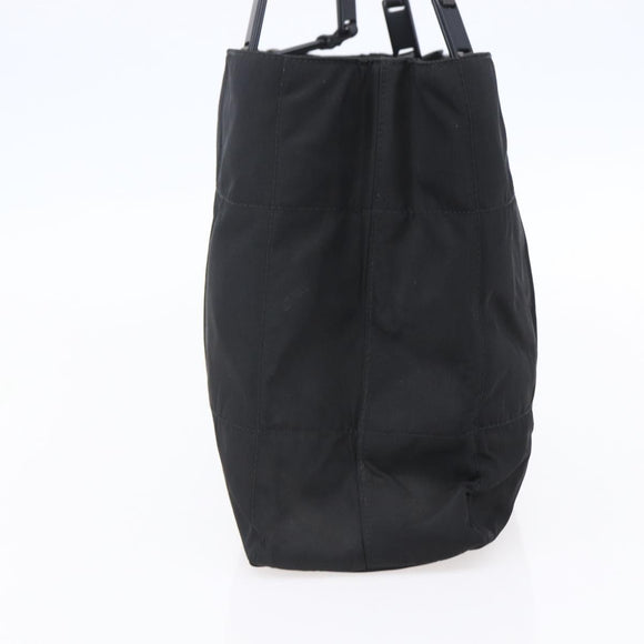 PRADA Tote Bag Nylon Black Silver Auth bs31175