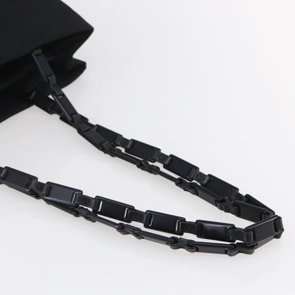 PRADA Tote Bag Nylon Black Silver Auth bs31175