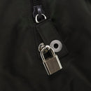 PRADA Boston Bag Nylon Leather Khaki Silver Auth bs31176-20