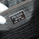 PRADA Boston Bag Nylon Leder Khaki Zilver Auth bs31176-21