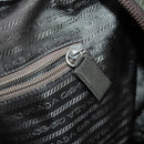 PRADA Boston Bag Nylon Leder Khaki Zilver Auth bs31176-24