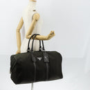 PRADA Boston Bag Nylon Leather Khaki Silver Auth bs31176-26