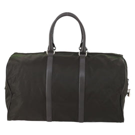 PRADA Boston Bag Nylon Leather Khaki Silver Auth bs31176 - 0