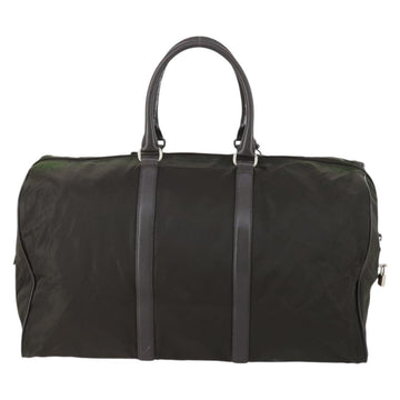 PRADA Boston Bag Nylon Leather Khaki Silver Auth bs31176 - 0
