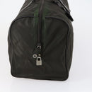 PRADA Boston Bag Nylon Leather Khaki Silver Auth bs31176-4