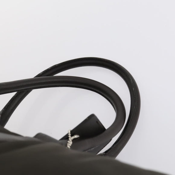 PRADA Boston Bag Nylon Leather Khaki Silver Auth bs31176