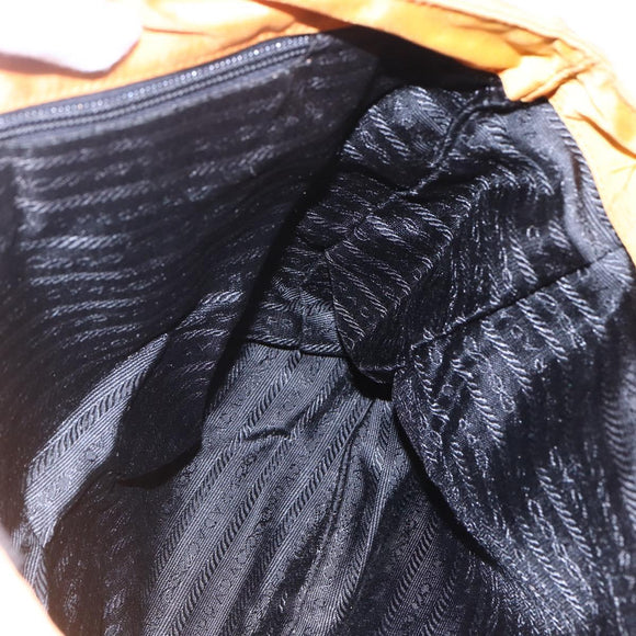 PRADA Chain Shoulder Bag Nylon Orange Gold Auth bs31177