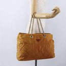 PRADA Chain Shoulder Bag Nylon Orange Gold Auth bs31177-25