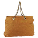 PRADA Chain Shoulder Bag Nylon Orange Gold Auth bs31177-2