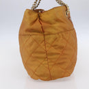 PRADA Chain Shoulder Bag Nylon Orange Gold Auth bs31177-3