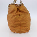 PRADA Chain Shoulder Bag Nylon Orange Gold Auth bs31177-4