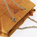 PRADA Chain Shoulder Bag Nylon Orange Gold Auth bs31177-6