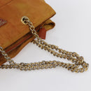 PRADA Chain Shoulder Bag Nylon Orange Gold Auth bs31177-7