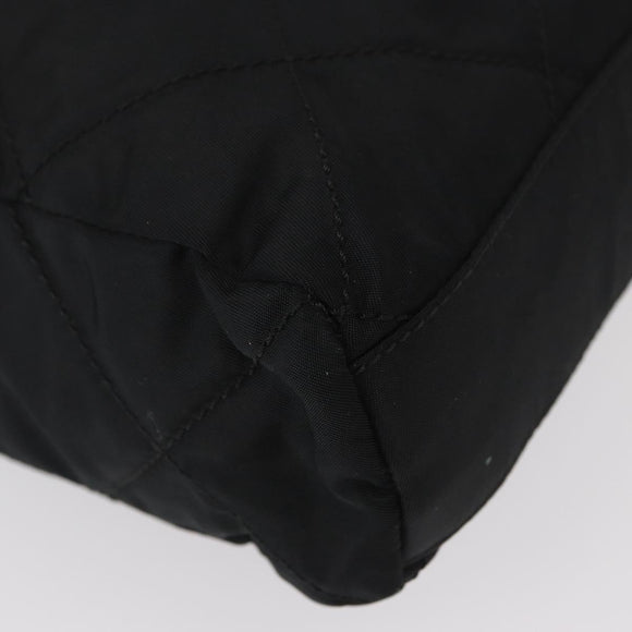 PRADA Chain Shoulder Bag Nylon Black Gold Auth bs31178