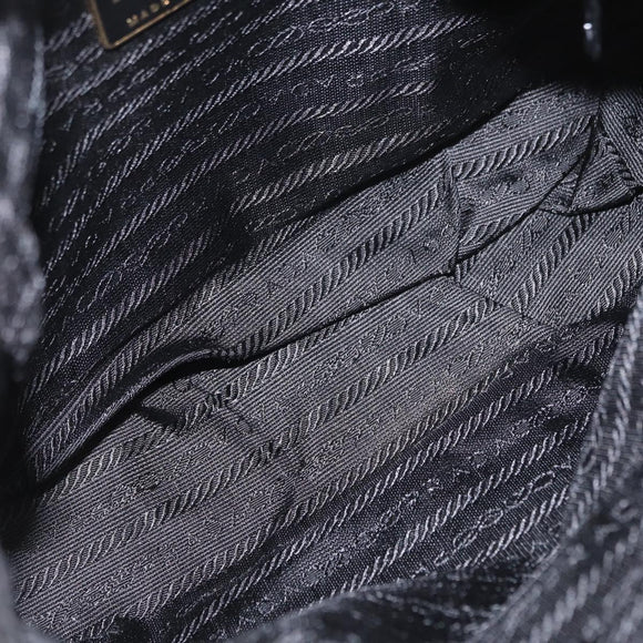 PRADA Chain Shoulder Bag Nylon Black Gold Auth bs31178