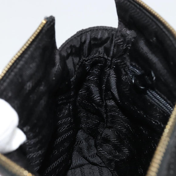 PRADA Chain Shoulder Bag Nylon Black Gold Auth bs31178