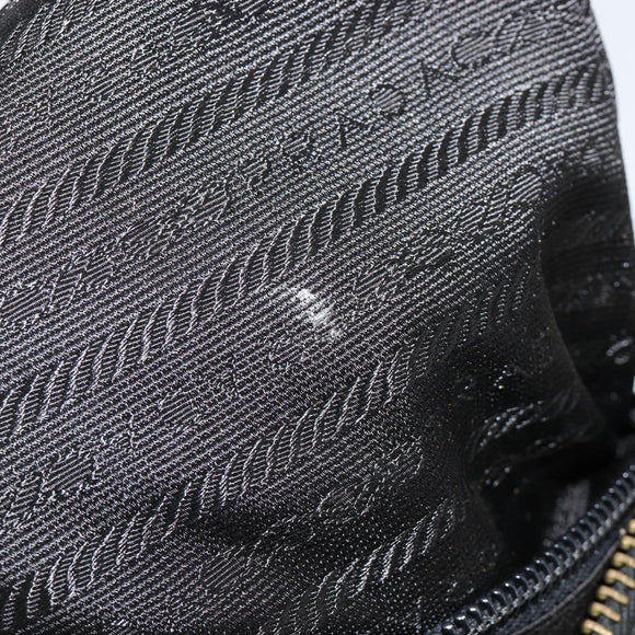 PRADA Chain Shoulder Bag Nylon Black Gold Auth bs31178