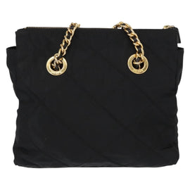 PRADA Chain Shoulder Bag Nylon Black Gold Auth bs31178 - 0