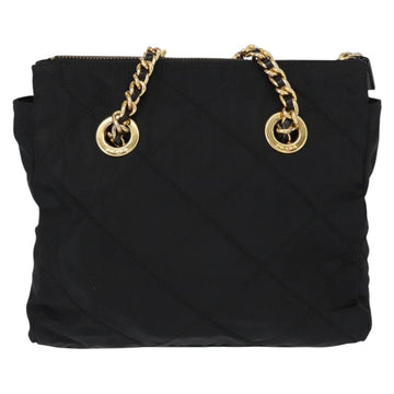 PRADA Chain Shoulder Bag Nylon Black Gold Auth bs31178 - 0