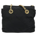 PRADA Chain Shoulder Bag Nylon Black Gold Auth bs31178-2