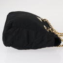 PRADA Chain Shoulder Bag Nylon Black Gold Auth bs31178-3