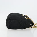 PRADA Chain Shoulder Bag Nylon Black Gold Auth bs31178-3