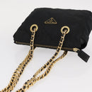 PRADA Chain Shoulder Bag Nylon Black Gold Auth bs31178-6