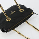 PRADA Chain Shoulder Bag Nylon Black Gold Auth bs31178-6