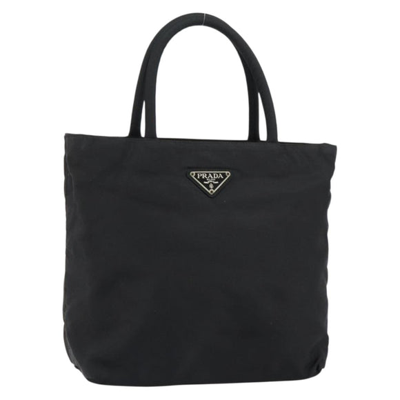 PRADA Hand Bag Nylon Black Silver Auth bs31179