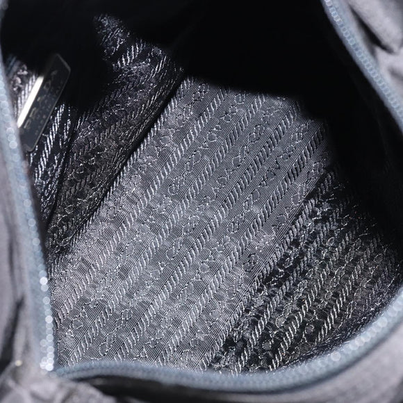 PRADA Hand Bag Nylon Black Silver Auth bs31179
