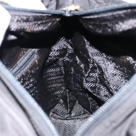 PRADA Hand Bag Nylon Black Silver Auth bs31179