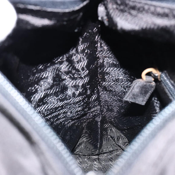 PRADA Hand Bag Nylon Black Silver Auth bs31179