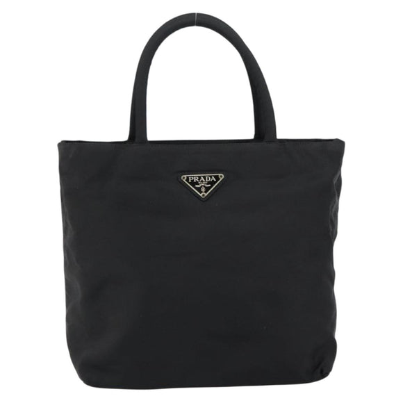 PRADA Hand Bag Nylon Black Silver Auth bs31179