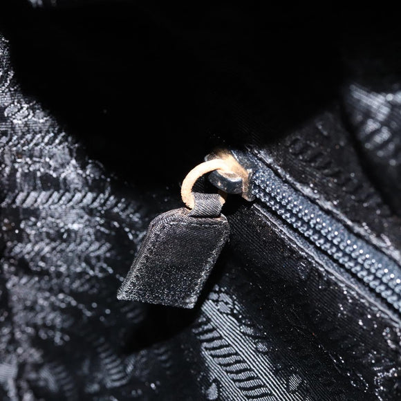 PRADA Hand Bag Nylon Black Silver Auth bs31179