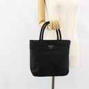 PRADA Hand Bag Nylon Black Silver Auth bs31179-23