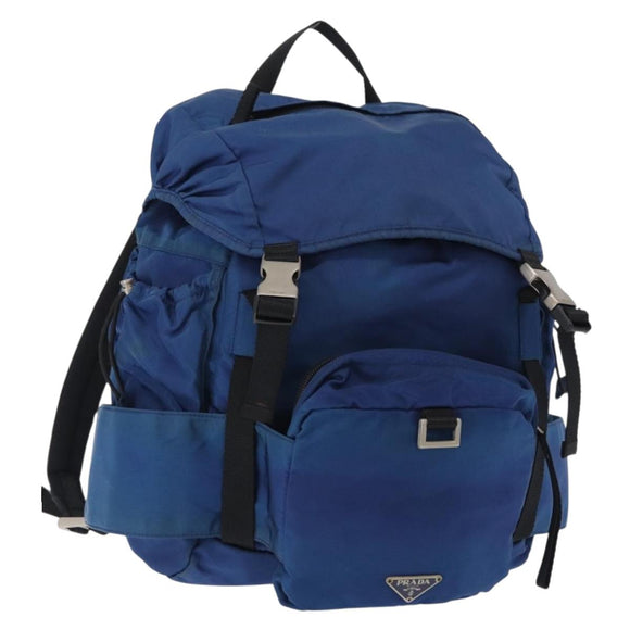 PRADA Backpack Nylon Blue Silver Auth bs31181