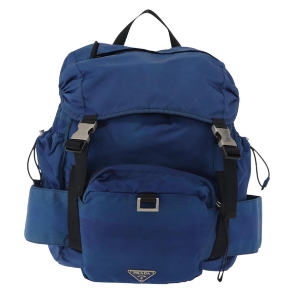 PRADA Backpack Nylon Blue Silver Auth bs31181