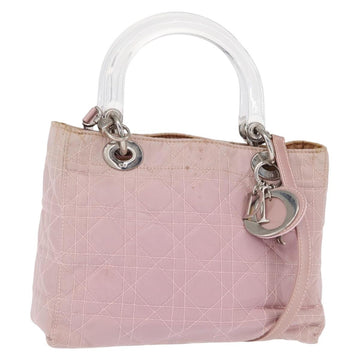 Christian Dior Canage Hand Bag Nylon 2way Pink Silver Auth bs31183