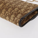 Christian Dior Trotter Canvas Chain Shoulder Bag Brown Gold Auth bs31184-13