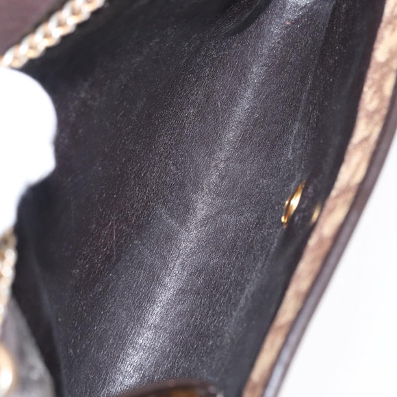 Christian Dior Trotter Canvas Chain Shoulder Bag Brown Gold Auth bs31184