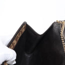 Christian Dior Trotter Canvas Chain Shoulder Bag Brown Gold Auth bs31184-19