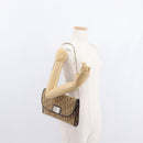 Christian Dior Trotter Canvas Chain Shoulder Bag Brown Gold Auth bs31184-20