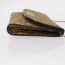 Christian Dior Trotter Canvas Chain Shoulder Bag Brown Gold Auth bs31184-4